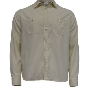 Mr. P. Buttoned Long Sleeve Shirt with Pockets in Ivory Cotton